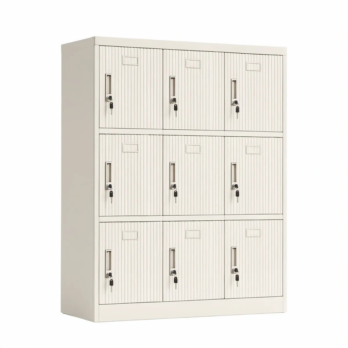 Cacifo Metálico Branco com 9 Portas e Fechaduras, 90 x 45 x 180 cm