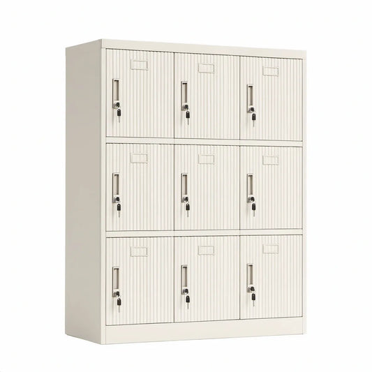 Cacifo Metálico Branco com 9 Portas e Fechaduras, 90 x 45 x 180 cm