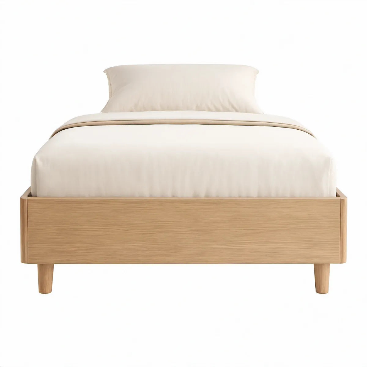 Cama de Casal em MDF Folheado a Carvalho Claro para Colchão 160 x 200 cm