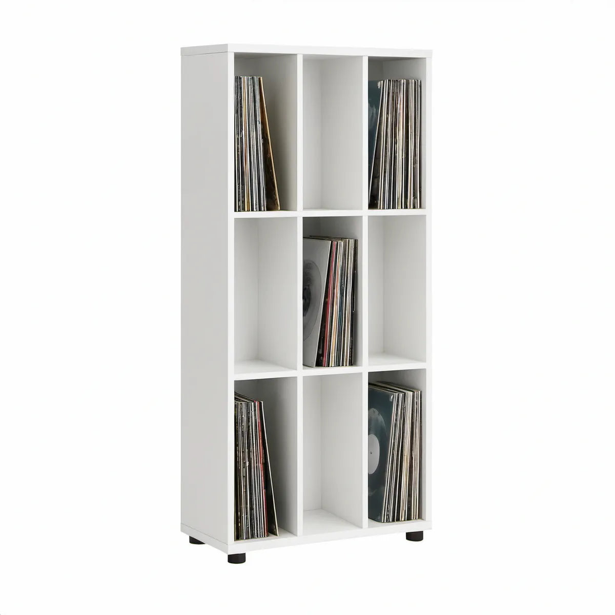Móvel de Arrumação Vertical com 9 Compartimentos em Aglomerado Branco, 120 x 39 x 128 cm