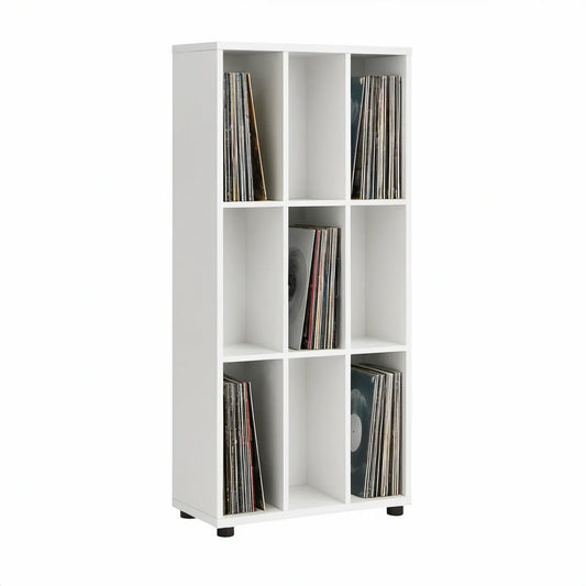 Móvel de Arrumação Vertical com 9 Compartimentos em Aglomerado Branco, 120 x 39 x 128 cm